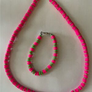 Clay bead Necklace and Bracelet Set